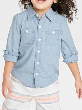 OshKosh B'gosh Cotton Button Front Chambray Shirt Top Size 7